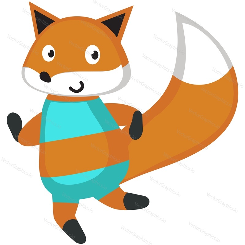 Fox vector. Cute dancer icon. Sport, gymnastics and fitness illustration. Kawaii cartoon animal character isolated on white background