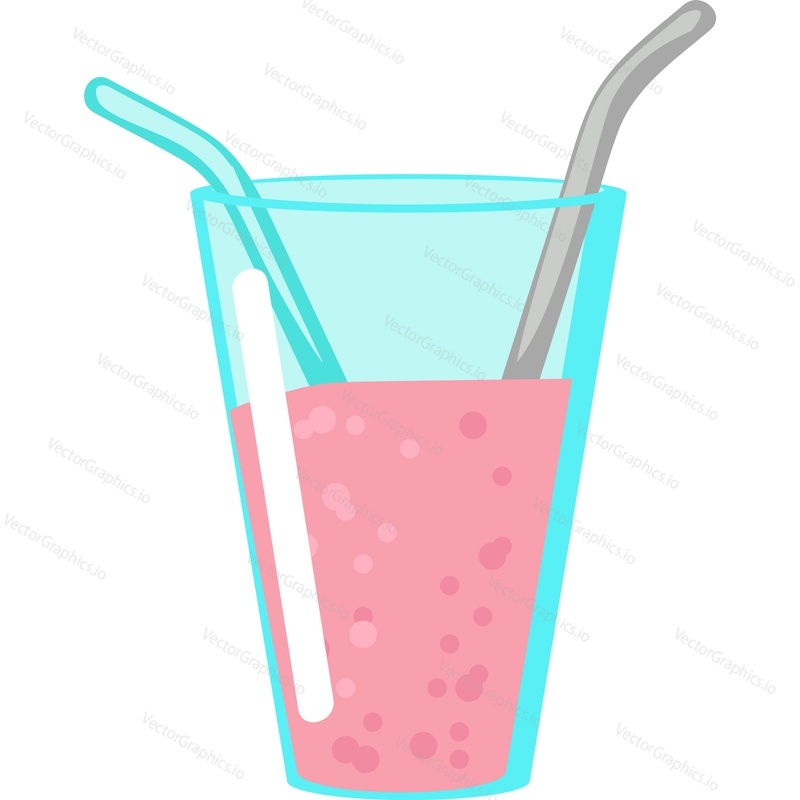 Disposable plastic tableware vector. Reusable drink glass with straw icon isolated on white background