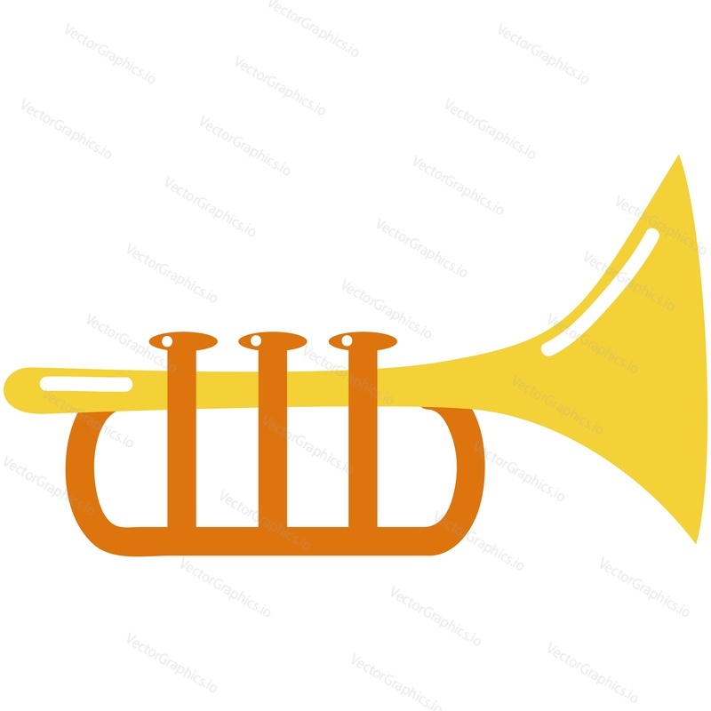 Music vector pipe. Wind instrument icon cartoon illustration. Jazz brass orchestra golden fanfare tuba isolated on white background