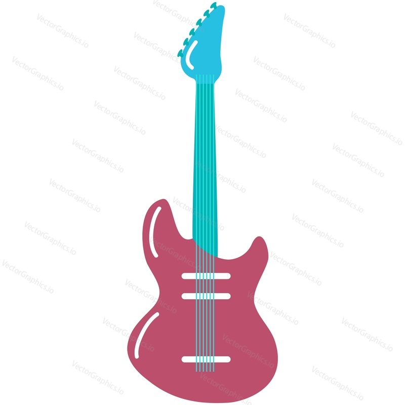 Electric rock bass guitar vector icon illustration. String instrument isolated on white background. Musician concert performance equipment