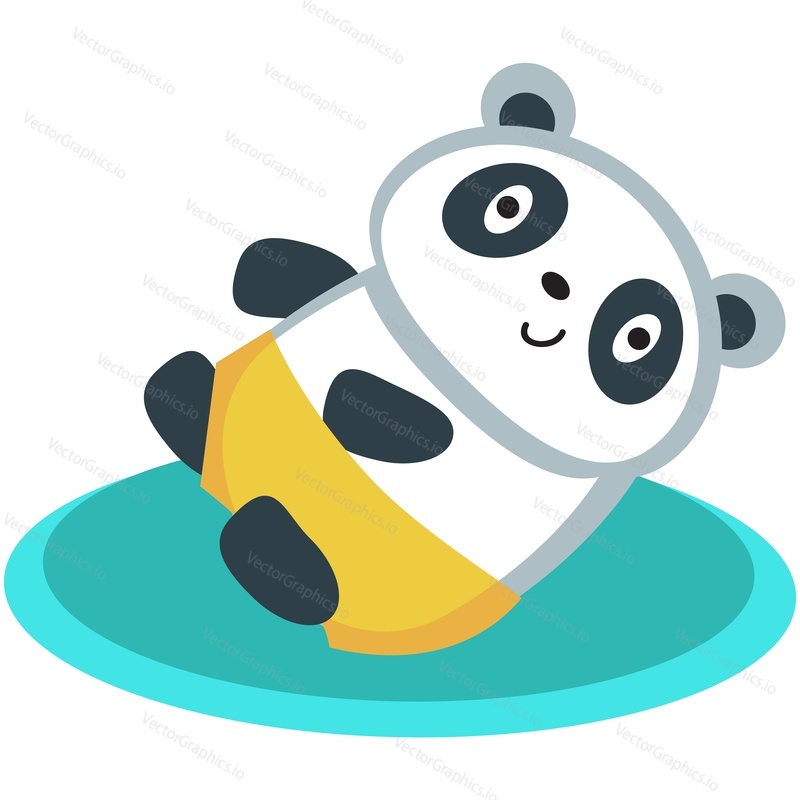 Cute panda jumping on trampoline vector doodle icon. Funny exercise for cartoon baby bear. Energetic kid animal having fun and healthy activity. Little sport character and fitness isolated on white