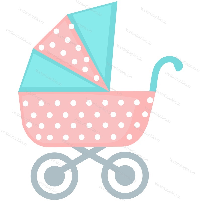 Baby carriage vector stroller child pram cartoon icon. Perambulator trolley for born infant kid isolated on white background