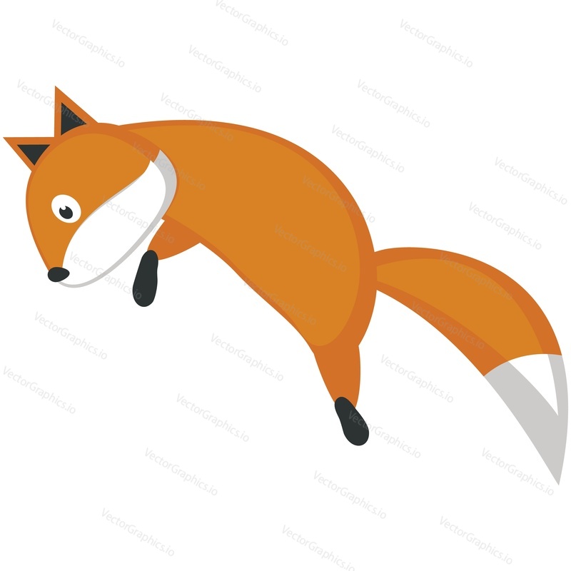 Funny fox vector. Cute forest animal cartoon icon. Comic woodland character with red tail jumping high or climbing, having fun isolated on white background