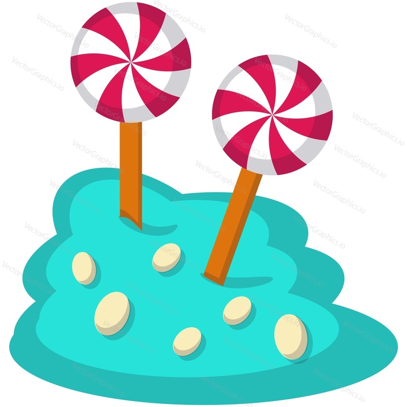 Candy vector. Christmas peppermint lollipop icon. Isolated round swirl spiral sweet caramel on stick standing in sugar icing. Homemade confectionery on white background