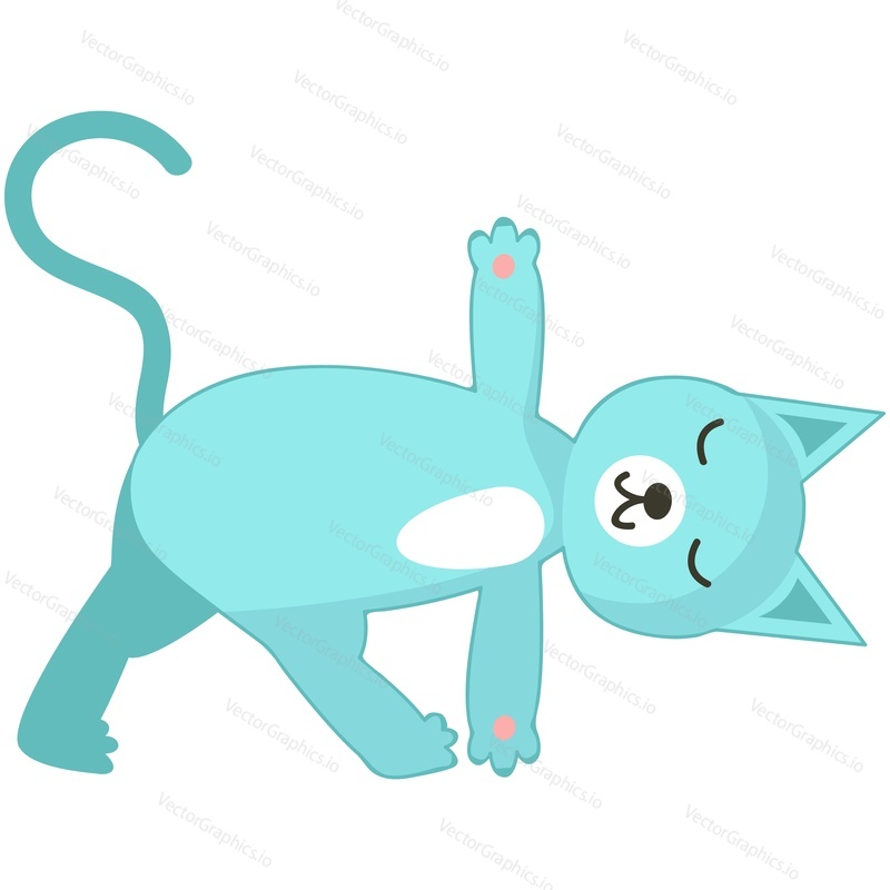 Yoga cat bending vector. Cute animal cartoon. Doodle sport kitty character doing workout training isolated on white background