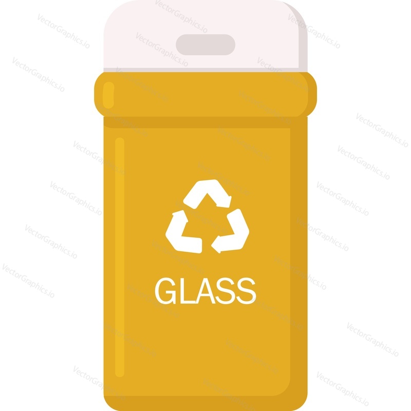 Glass waste sorting and recycle icon. Vector garbage can or trash bin. Rubbish separation and disposal concept. Environment pollution prevention and ecology protection