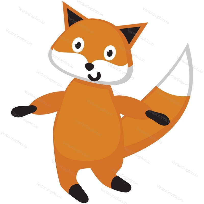 Fox cartoon vector. Cute funny forest animal character icon illustration. Isolated comic mascot flying on white background