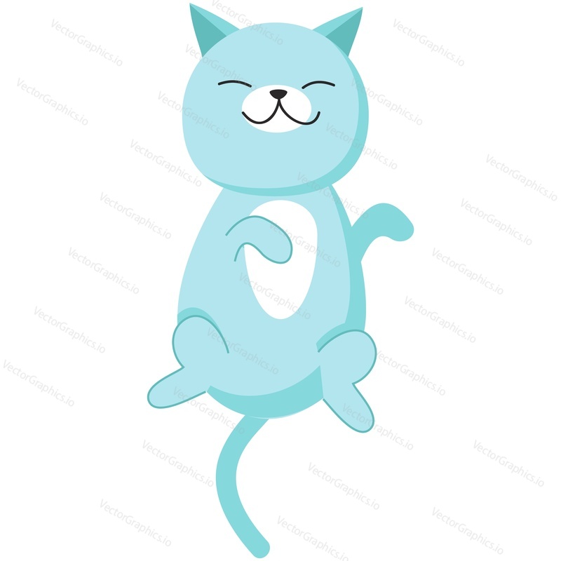 Cute cat vector. Cartoon animal. Kitten character illustration. Funny pet sleeping in back icon isolated on white background