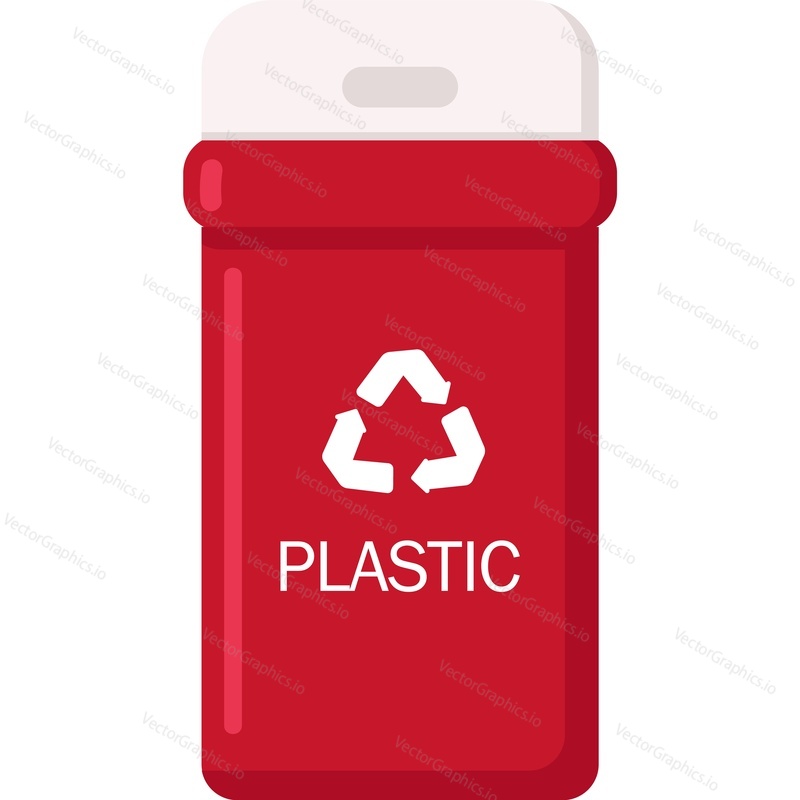 Plastic waste recycle icon. Vector garbage can or trash bin. Rubbish separation and disposal concept. Environment pollution prevention and ecology protection