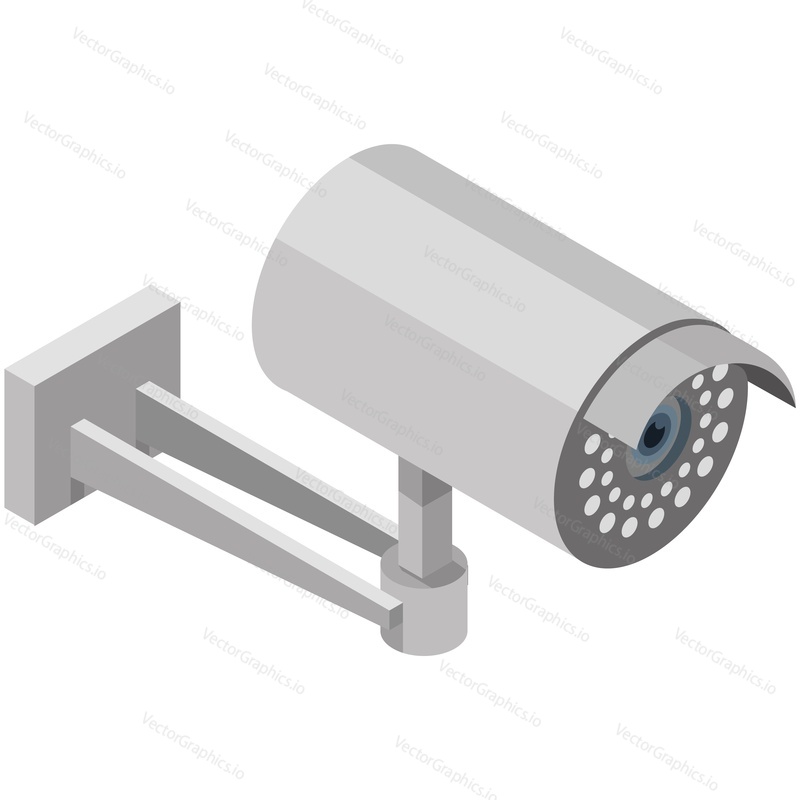 Video camera cctv vector icon. Security and surveillance for home, office. Safety control system. 3d cam isometric isolated on white background