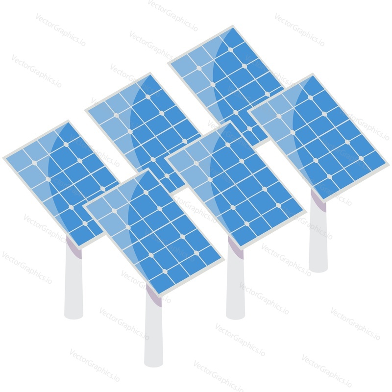 Solar panel vector. Sun power battery isometric cell icon. Renewable green electricity production technology, photovoltaic generator for alternative eco energy isolated on white background