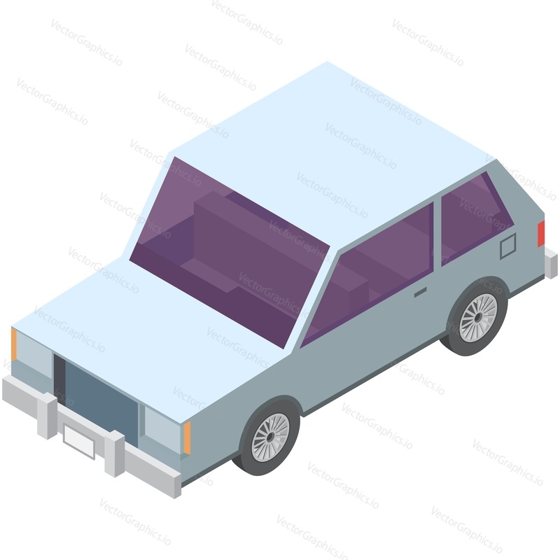 Isometric retro car. 3d city transport classic model isolated on white background. Vector vintage automobile icon