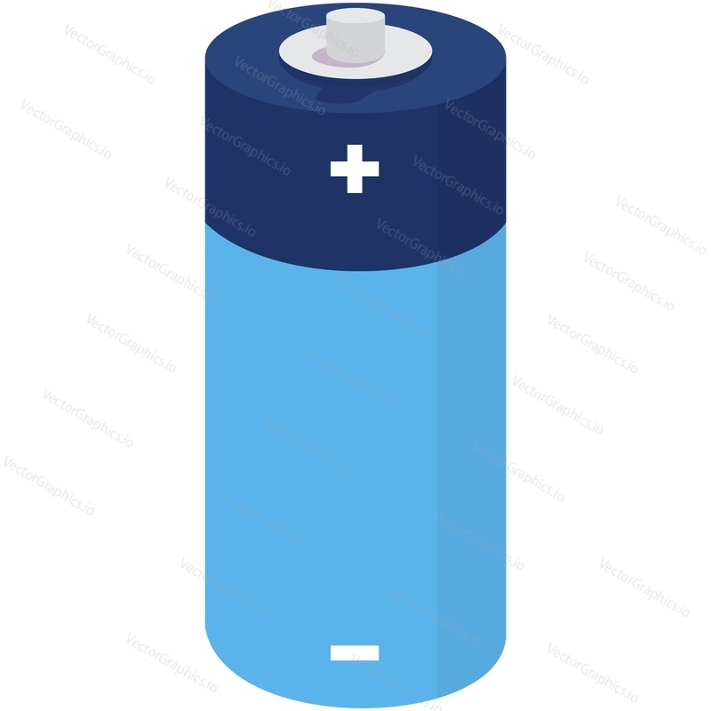 Battery cylinder aa shape with plus minus polarity power supply vector. Accumulator isolated on white background