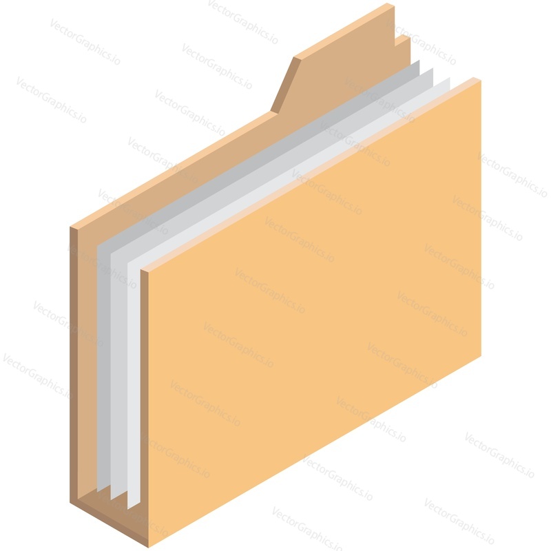 Folder icon vector. Isometric file computer paper document archive or portfolio. Data information organize and storage isolated on white background