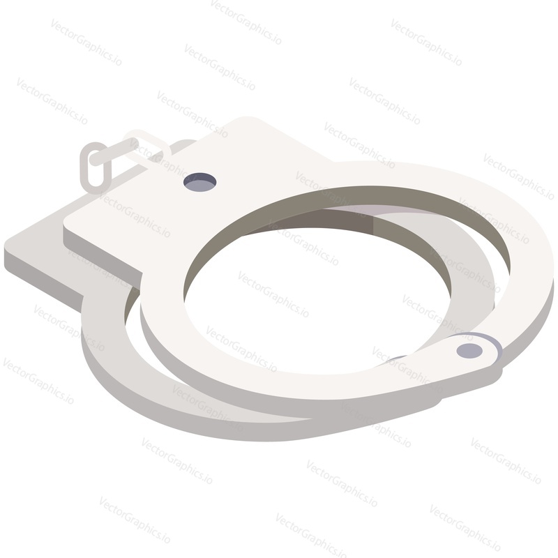 Handcuffs icon vector. Isometric hand cuffs on chain for police criminal arrest isolated on white background. Prison logo