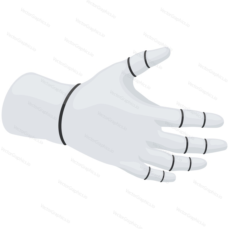 Prosthetic hand, bionic arm isometric vector. Artificial mechanical cyborg limb 3d icon. Robotic part for disabled people isolated on white background