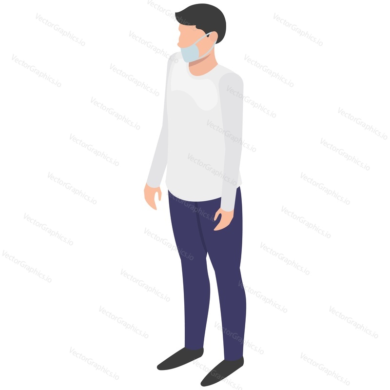 Man in face mask isometric