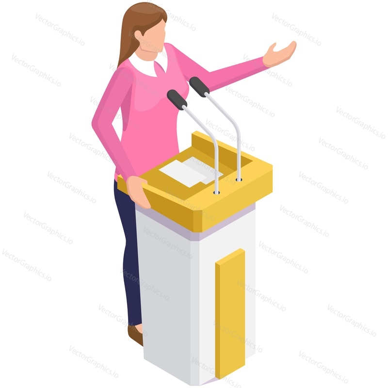 Woman politician performing with speech