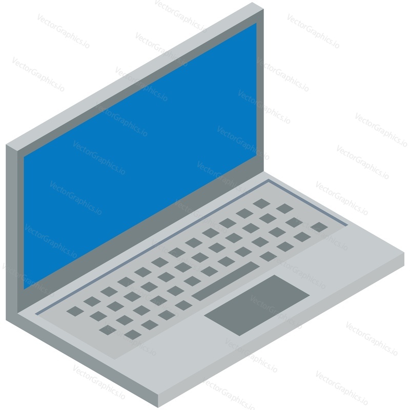 Laptop screen vector isometric open