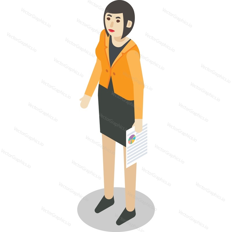 Woman holding paper with analytics