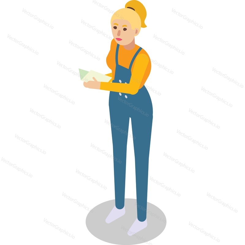 Woman reading isolated vector icon