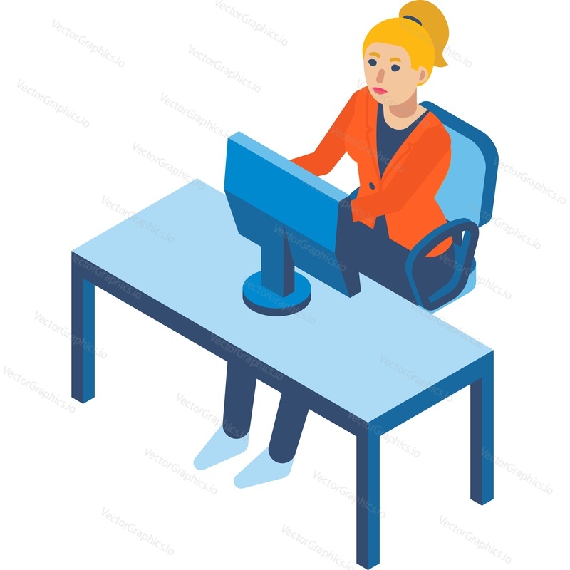 Businesswoman work remotely on computer