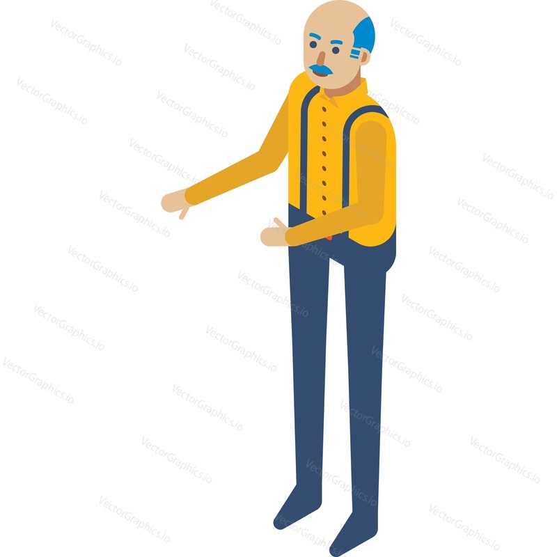 Old man standing isolated on