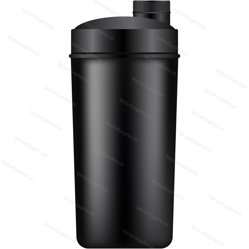 Sport shaker bottle vector icon. Protein cup, plastic water gym drink flask isolated on white background