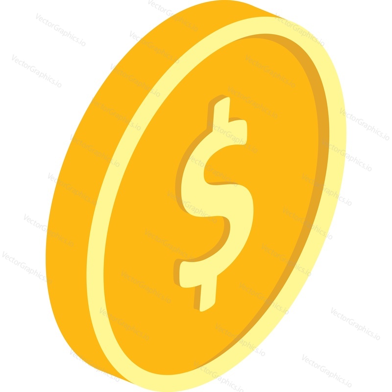 Dollar money gold coin vector. Currency cash icon. Bank exchange service logo isolated on white background