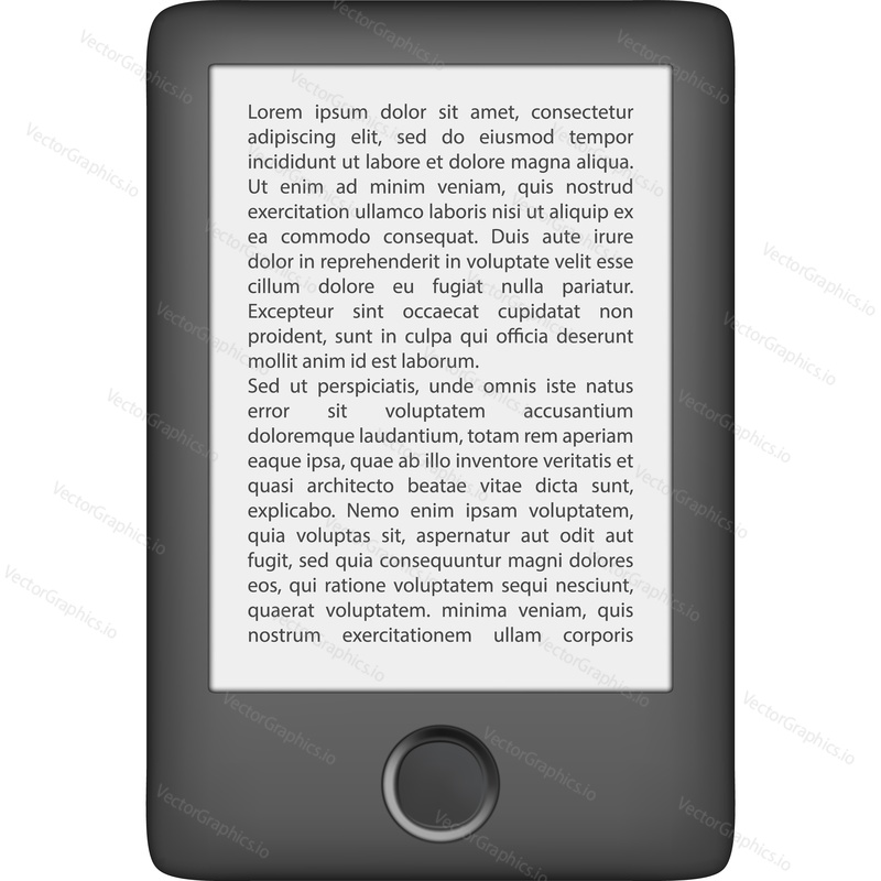 Ebook mobile tablet isolated icon. Vector electronic book reader with text on screen