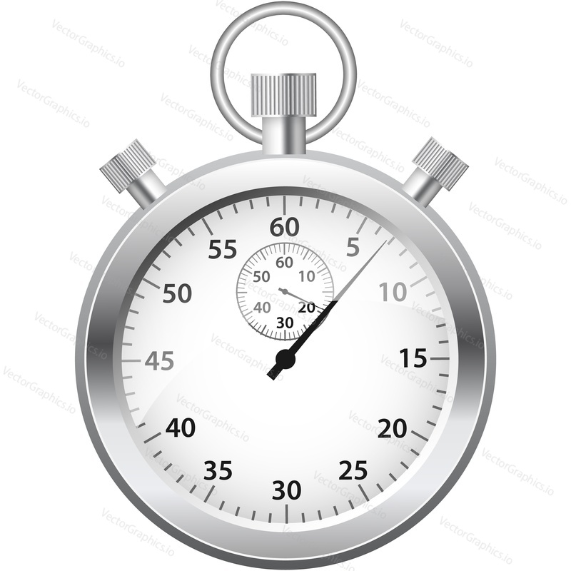 Stopwatch realistic vector. Clock icon. Isolated chronometer, watch timer vintage design on white background