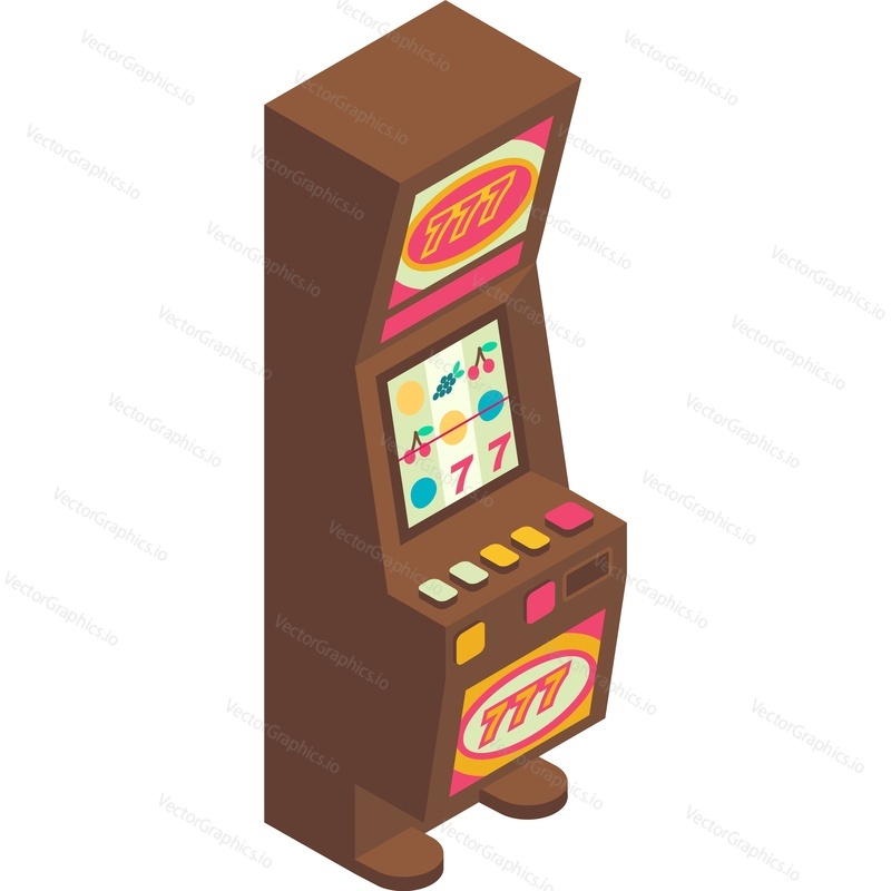 777 slot machine vector. Jackpot lucky casino game icon isolated on white background