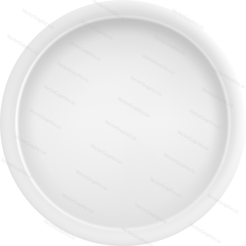 Empty deep soap plate bowl top view vector icon isolated on white background. Clean porcelain dining dish. Ceramic utensil