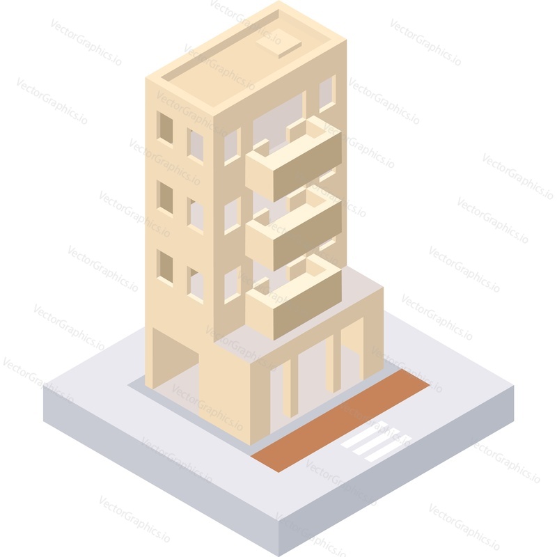 Unfinished house isometric vector. Building