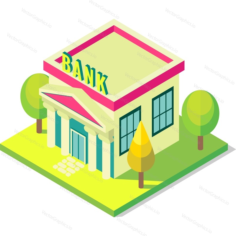 Bank building exterior vector. Financial