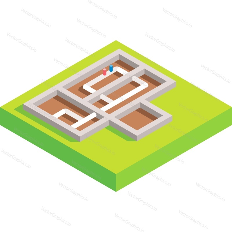 House foundation building 3d vector icon isolated. Isometric construction home design and build process. Basement structure and groundwork