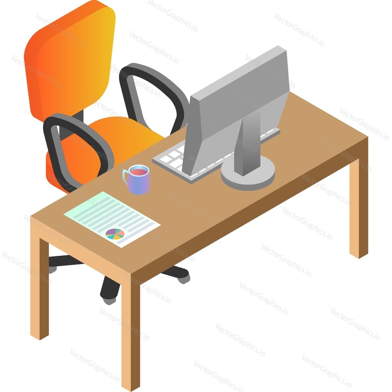 Empty business workplace vector icon.