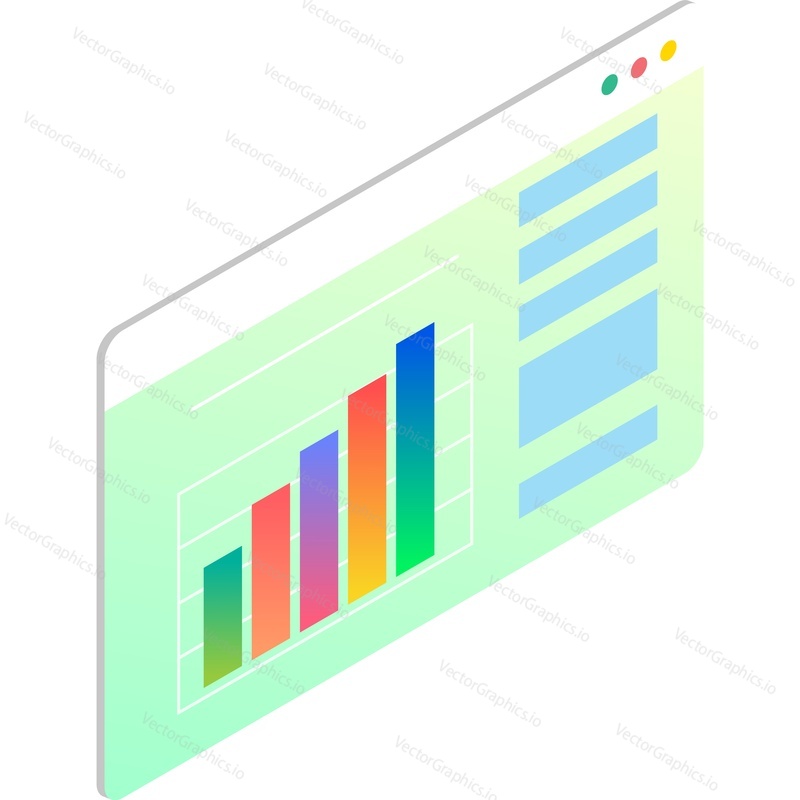 Digital data analysis in graph bar vector icon. Statistic web report isolated on white background