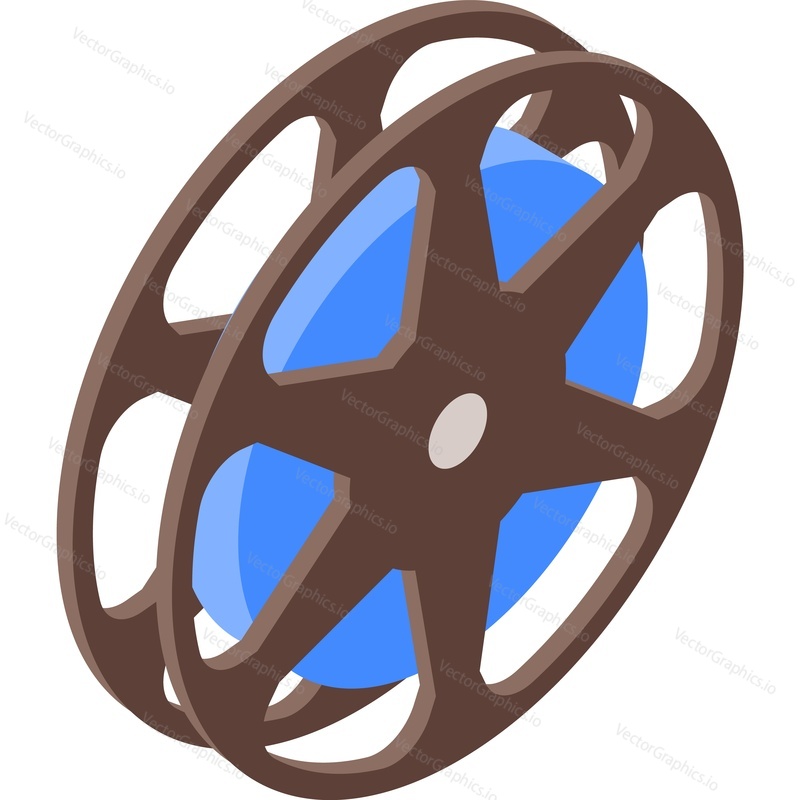 Film movie reel vector icon. Cinema tape symbol. Filmstrip spool isolated on white background. Cinematography concept