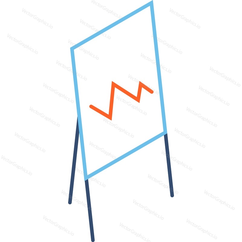 Board with graph or chart icon vector. Financial data arrow graphic on flipchart. Profit presentation and business finance progress accounting