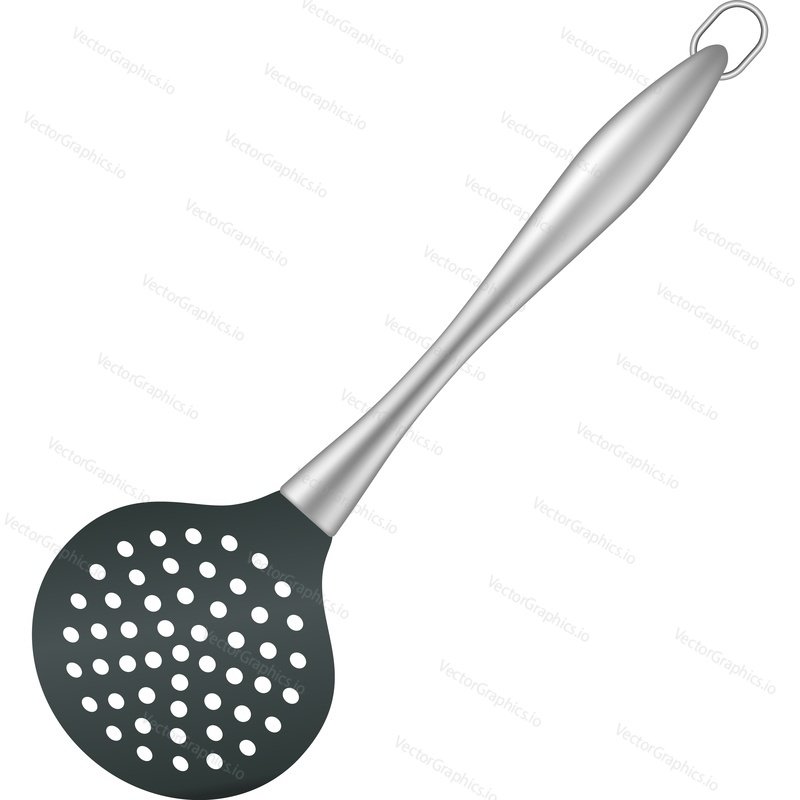 Kitchen skimmer spatula vector icon. Isolated cookware on white background