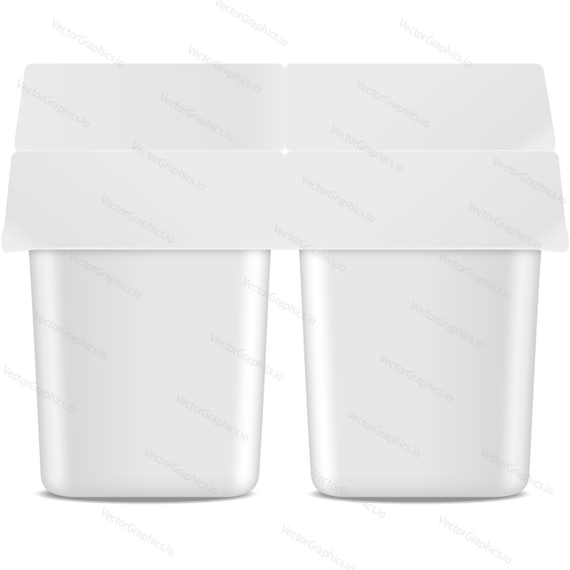 Yogurt pack mockup icon. Plastic cup vector. Blank white yoghurt cream package container box 3d isolated design