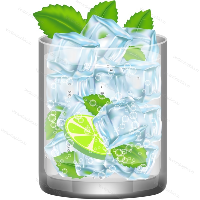 Cocktail drink icon. Mohito in glass vector. Bar beverage for refreshment isolated on white background