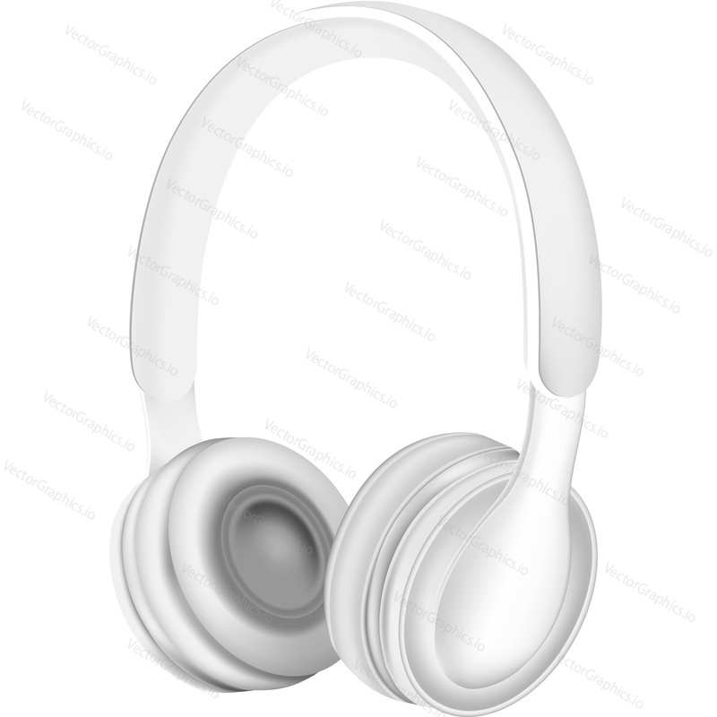 Headset vector. Music earphone icon. DJ headphone stereo accessory realistic design isolated on white background