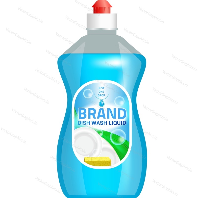 Dish wash liquid soap detergent vector icon. Bottle design isolated on white background