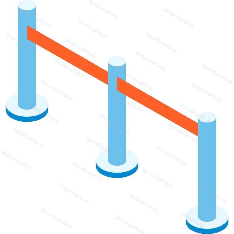 Препятствия, баррикада или шлагбаум - векторный изометрический значок, выделенный на белом фоне. Защитная мебель