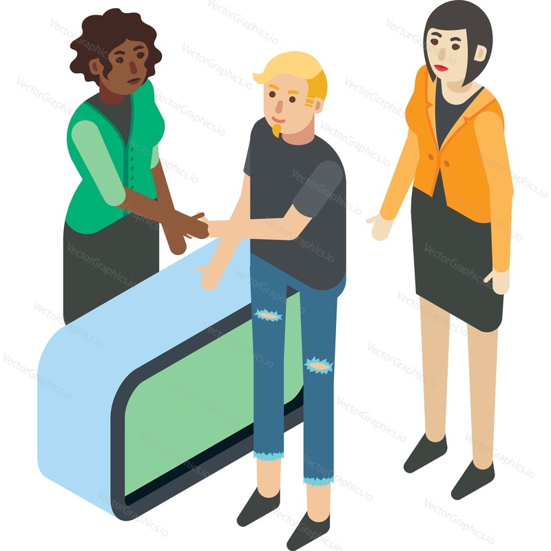 Bank worker and client handshake icon vector. People in office. Agent meeting employee