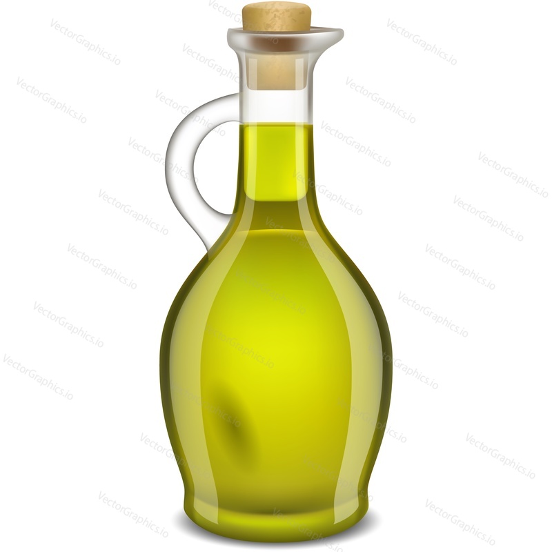 Olive oil bottle vector. Glass jar icon. Realistic jug design isolated on white background