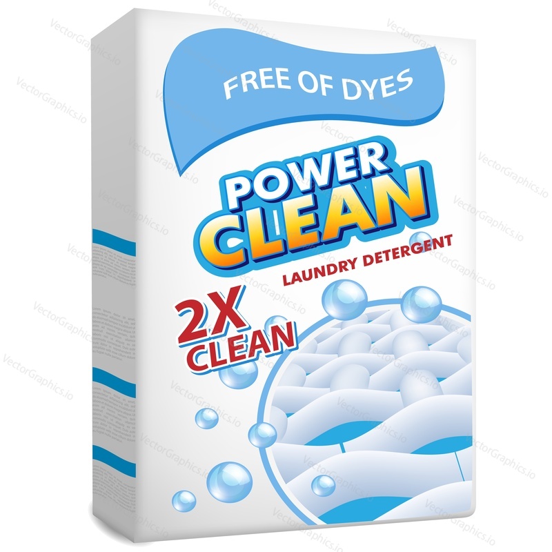 Laundry wash detergent cleaner product design vector icon. Clean powder package isolated on white background