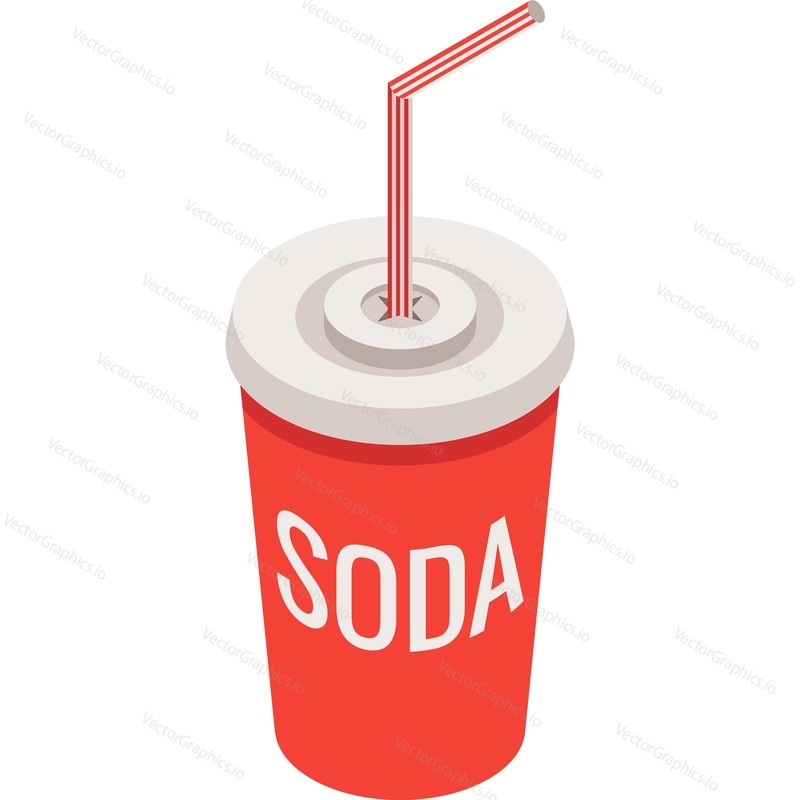 Soda drink cup with straw vector icon. Takeaway beverage in disposable container package isolated on white background